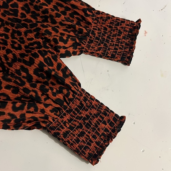 LOFT Orange and Black Leopard Print Blouse - Picture 7 of 9